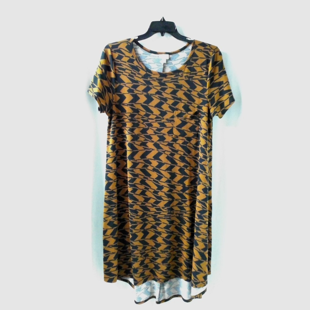 LuLaRoe‎ Orange/Black Checked Women's XL Short Sleeved Dress